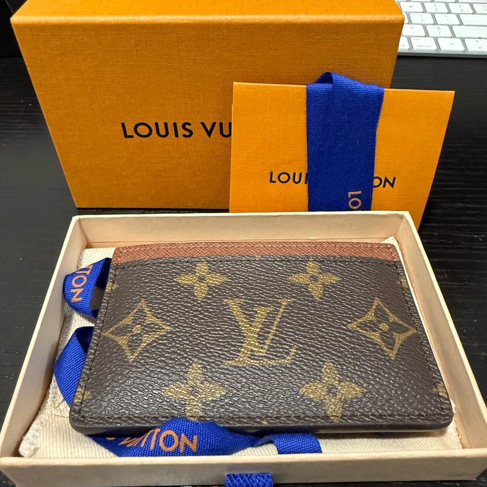 Louis Vuitton Monogram Card Holder in Brown and Gold